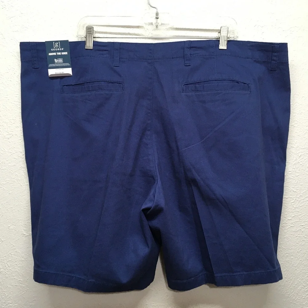 George Shorts Mens 46 Blue Flat Front Above the Knee Stretch 9